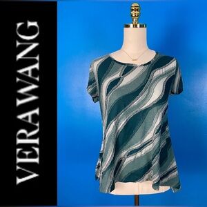VERA WANG Color Stripe Top in Forest Green, Size XS